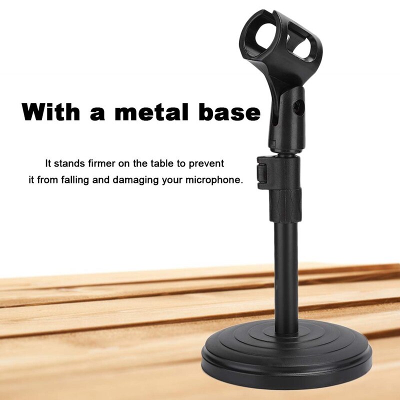 Microphone Stand Height Adjustable Angle Microphone Telescopic Stand Wear Resistant Table Top Microphone Stand