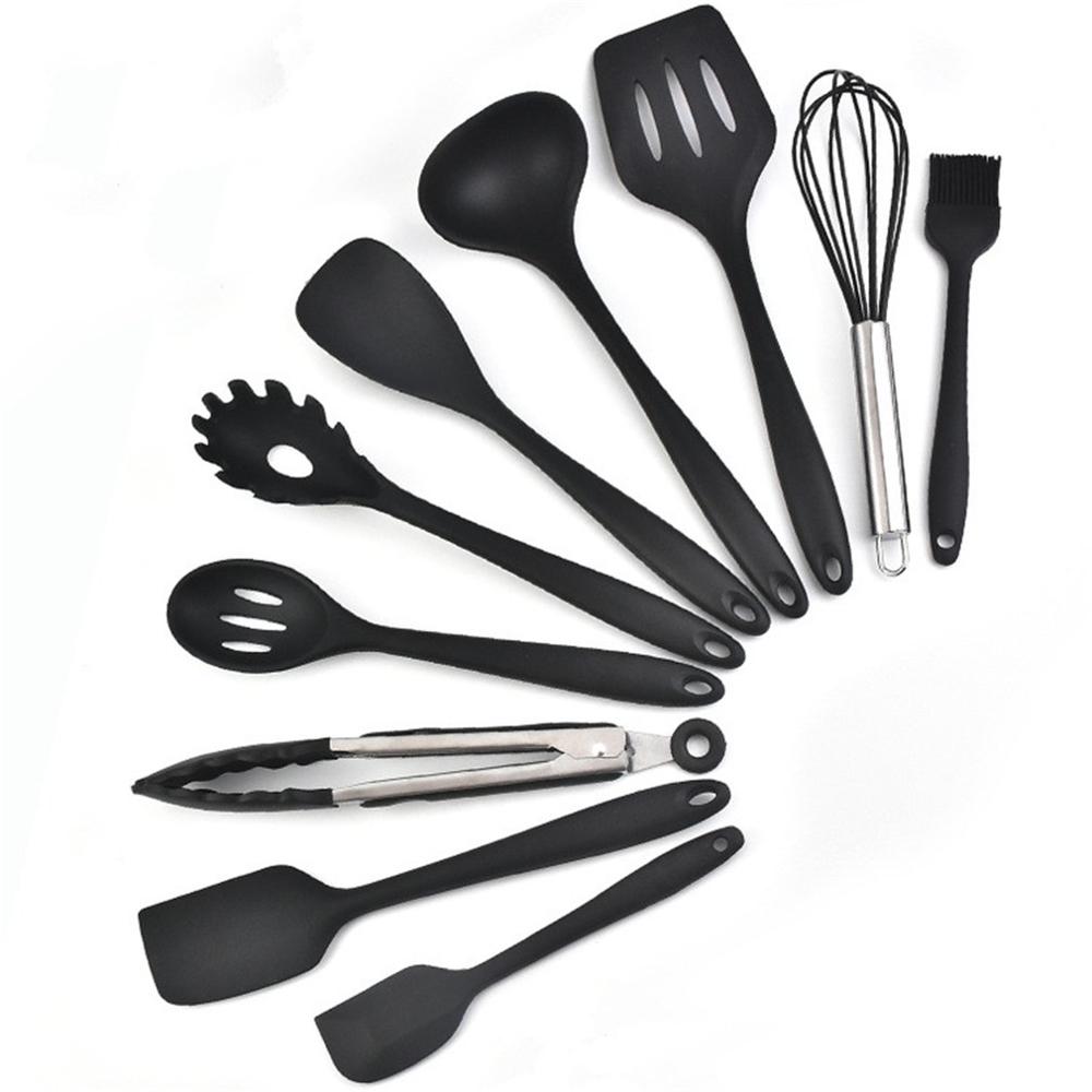 10 Pcs Heat Resistant Silicone Cookware Set Non-stick Safe Cooking Baking Tool Kit Utensils Kitchen Accessories