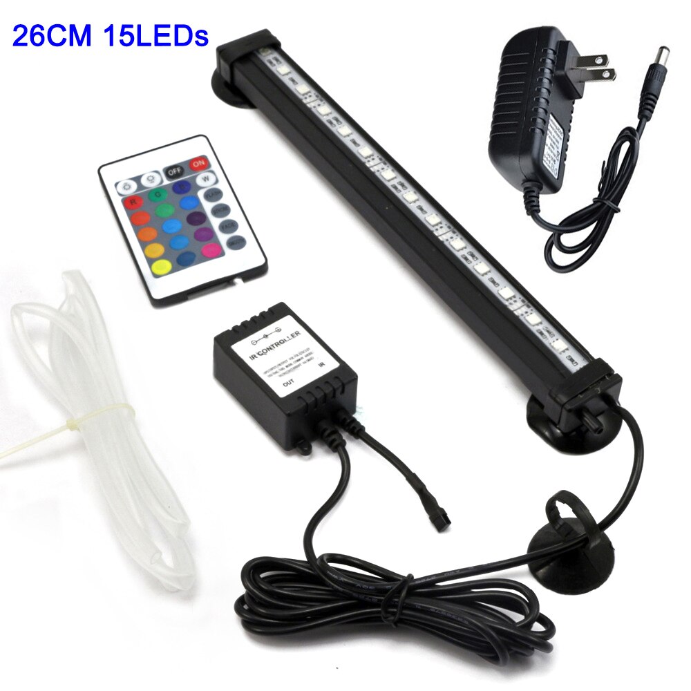 Aquarium Licht Led 16-51 Cm 5050 Rgb Waterdichte Afstandsbediening Lamp Aquarium Fish Tank Onderwater Dompelpompen Licht D30: US 26CM