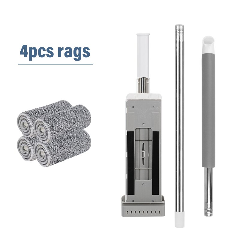 Fregona plana con cubo plegable, accesorio manos libres, almohadilla de repuesto de microfibra, giratoria automática, limpieza del hogar: 4pcs mop rags