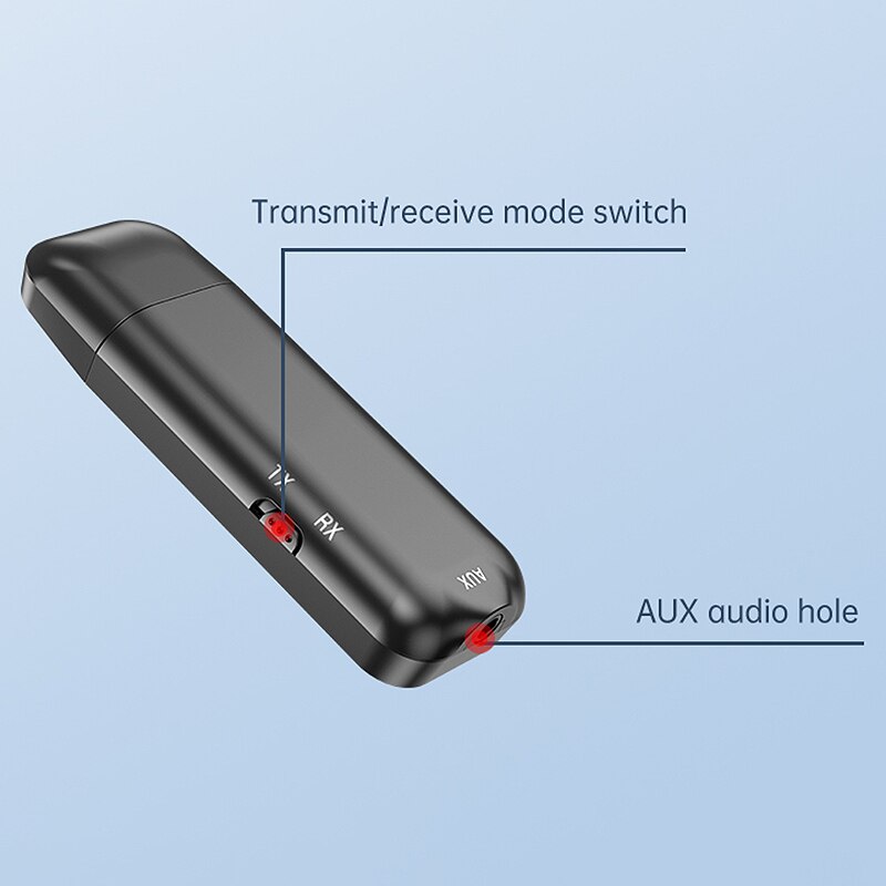 5.0 Bluetooth Adapter LED Screen Wireless Audio Bluetooth Transmitter Receiver for PC TV Car 3.5mm AUX Music Sender