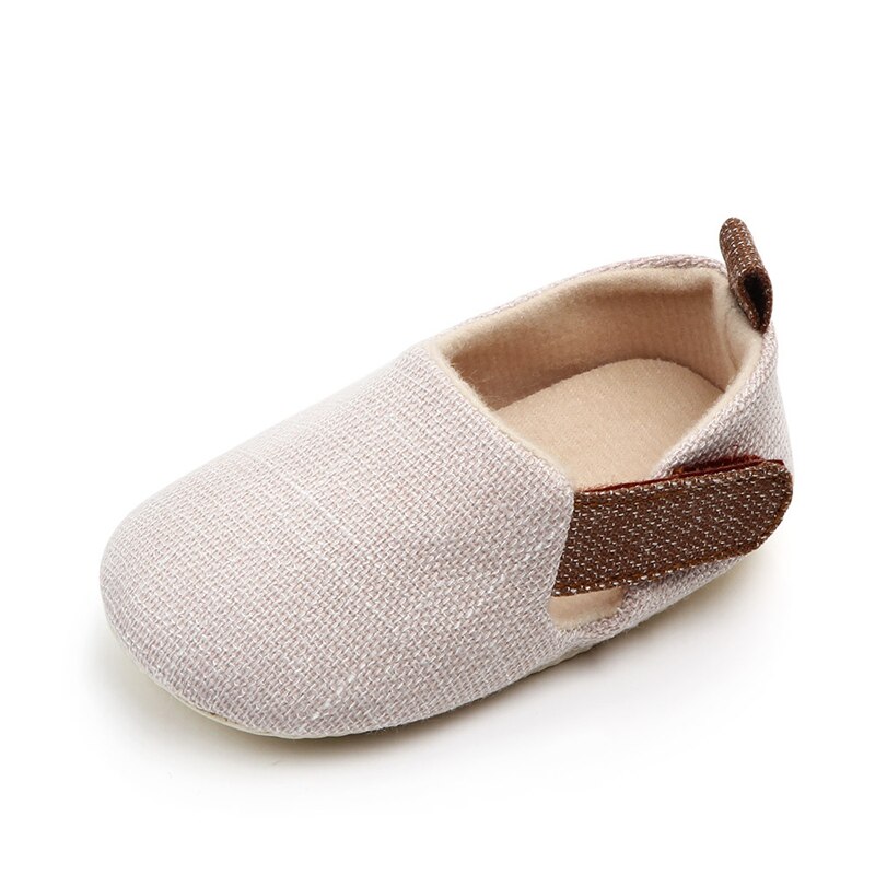 Chaussures souples en toile pour bébé,souliers pour enfant, -né, garçon, en tissu, intérieur, extérieur, semelle antidérapante, premiers pas, printemps, automne,: Beige / 13-18 mois