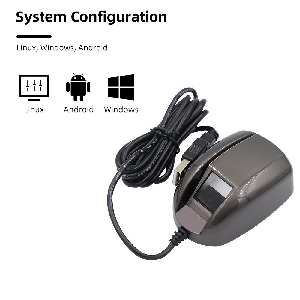 Escáner de huellas dactilares USB, lector de huellas dactilares, compatible con Android, Windows, Linux, sistema de asistencia de Control de acceso, Sensor de huellas dactilares