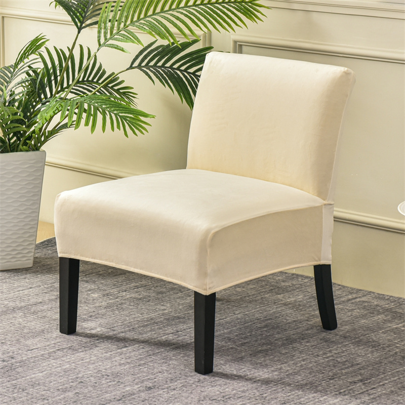 Velvet Accent Chair Cover Without Arm Pink Chair Slipcover Nordic Stretch Armless Chair Covers Elastic Furniture Protector Cover: A12 Chair Cover