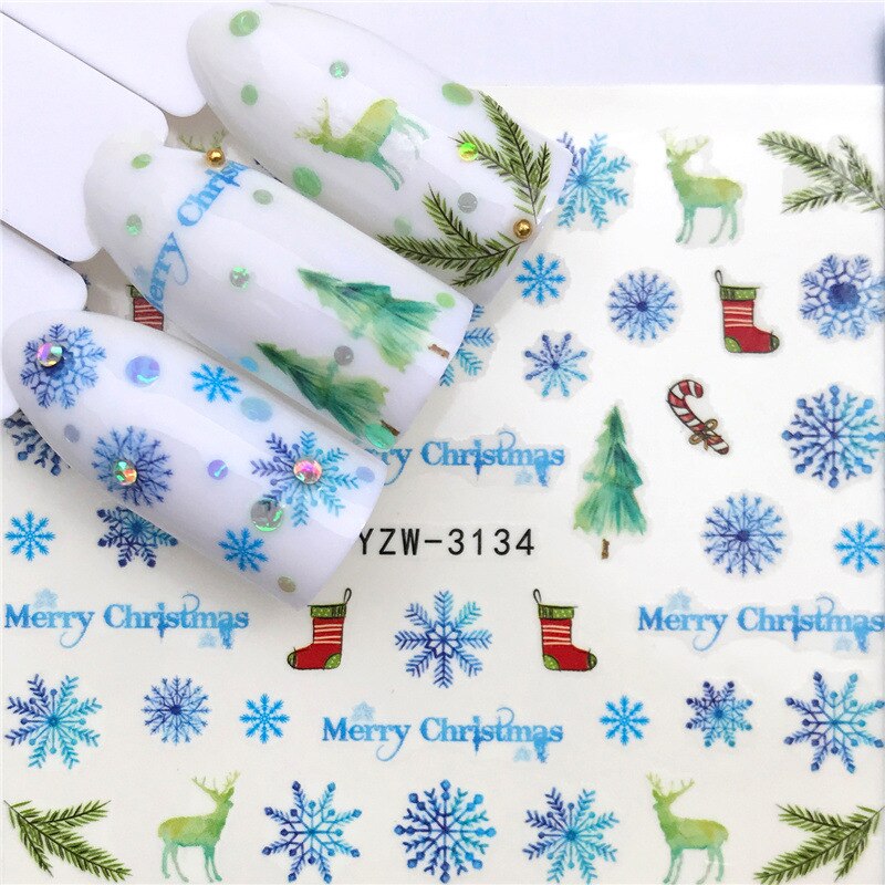 1 Vel Water Transfer Nail Sticker Sneeuwvlok Kerstboom Nail Art Decoratie Decals Manicure Gereedschap Voor Vrouwen