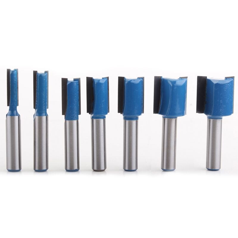 7PC 8mm Shank Straight/Dado Router Bit Set 6,8,10,12,14,18,20mm Diameter Wood Cutting Tool