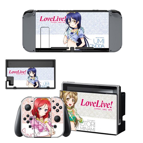 Anime Cute Girl Lovelive Decal Vinyl Skin Sticker for Nintendo Switch NS Console+Controller+Stand Holder Protective Film: YSNS0537