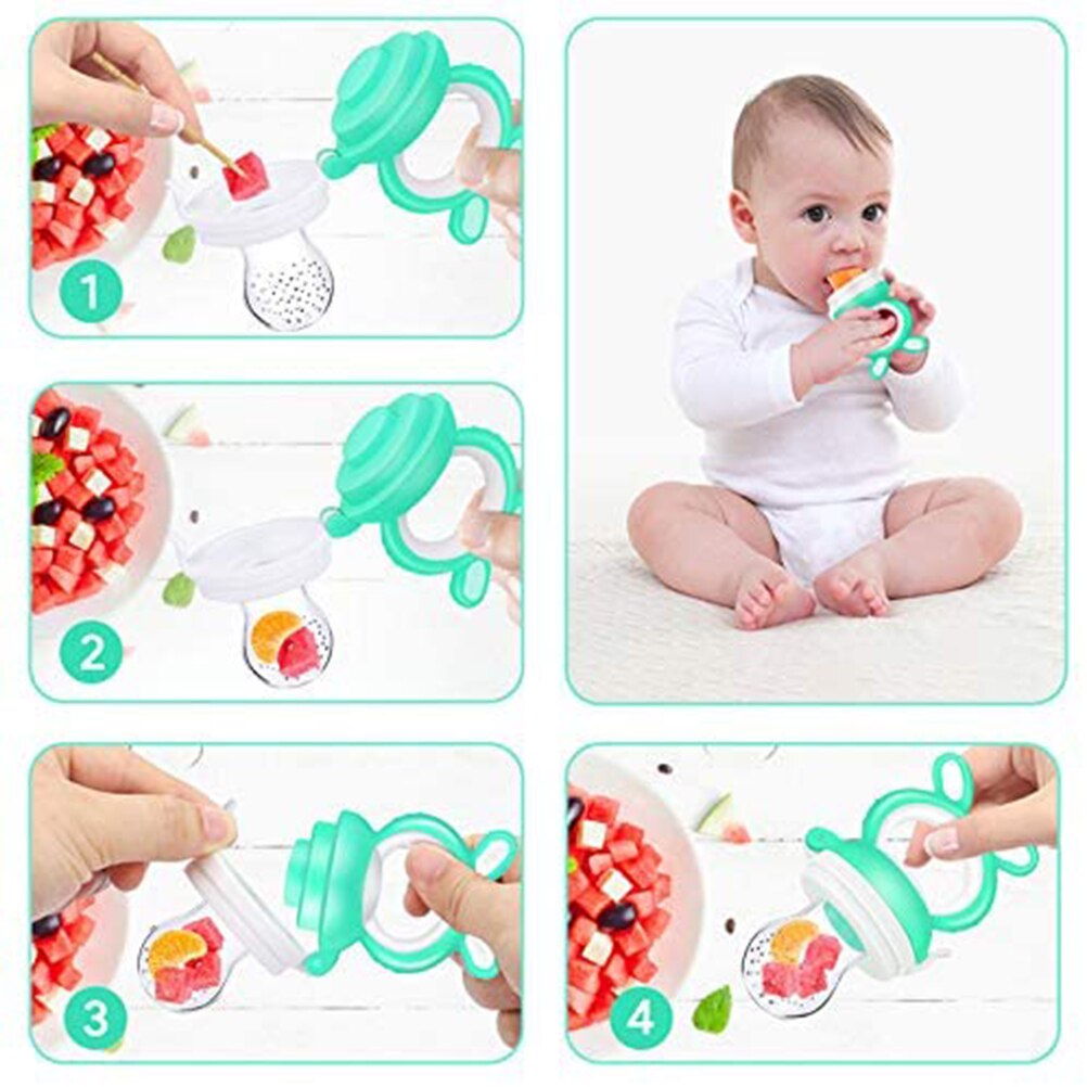 3Pcs Baby Fruit Feeder Fopspeen Vers Voedsel Feeder Siliconen Tepel