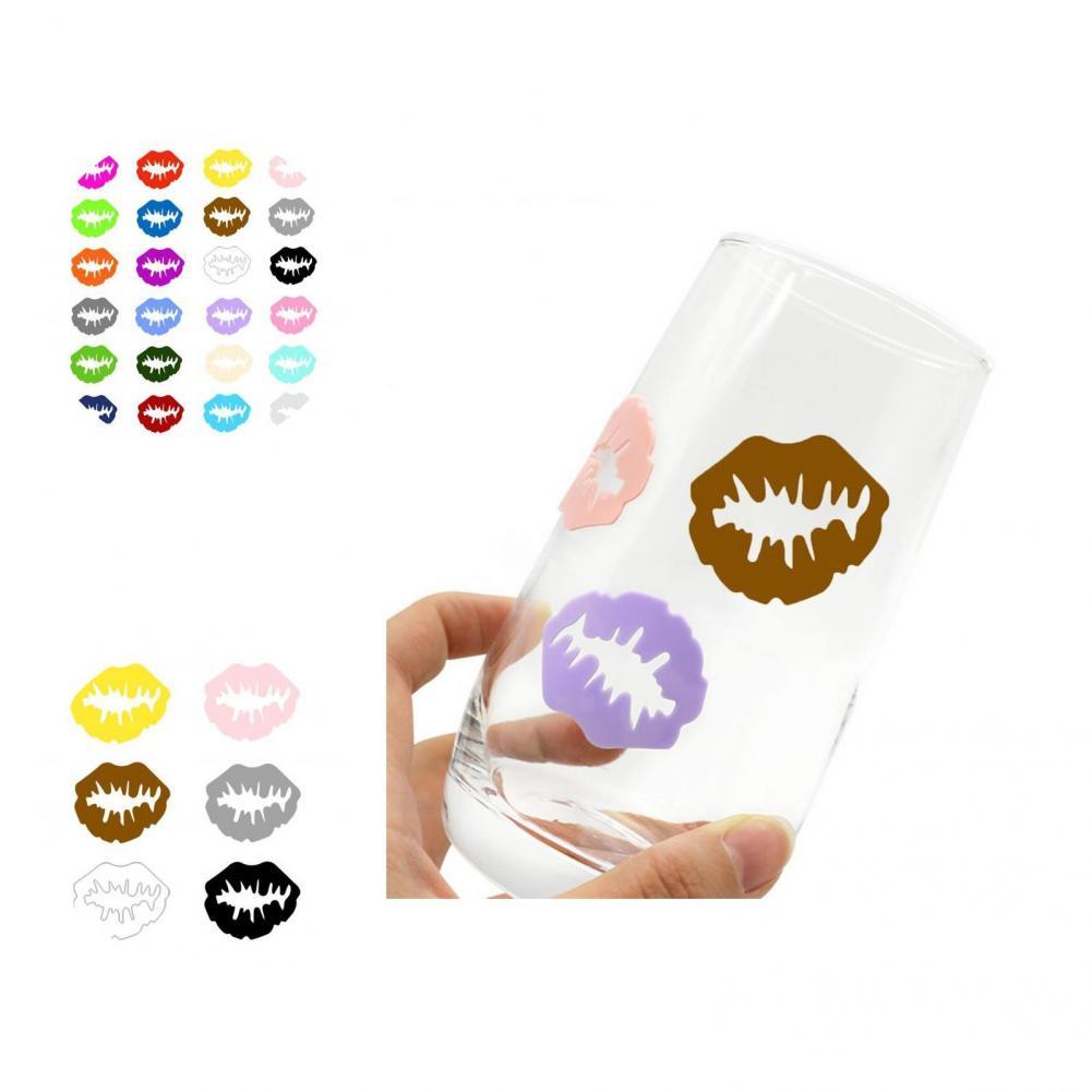 Autocollant de marquage de verre pratique, étiquette de marquage de boisson en Silicone à large Application, autocollant de marquage de verre 24 pièces/ensemble