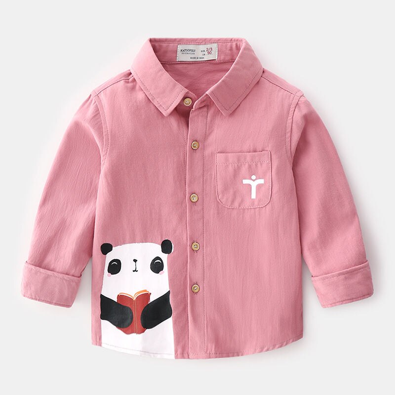 Shirt Baby Boy Meisjes Little Kids Peuter Lente Katoenen Blouse Baby Leuke Cartoon Dier Revers Zachte Casual Comfortabele Mode: pink / 130