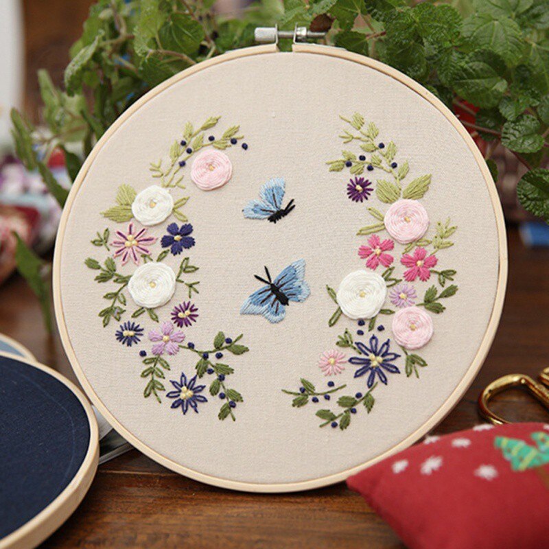 DIY Flower Embroidery for Beginner Needlework Practice Modern Flower Wall Painting Craft Art Sets For Home Decoration