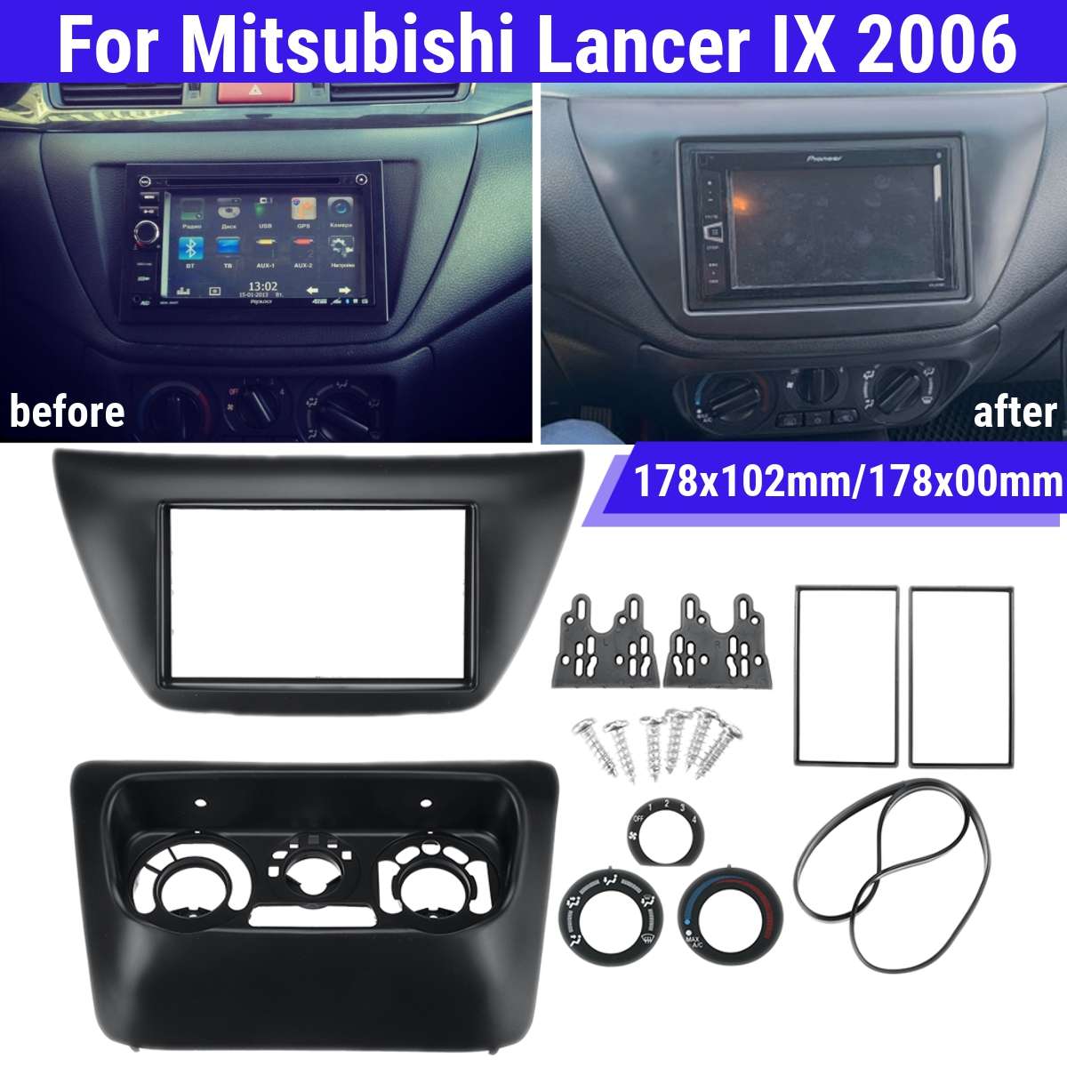 thumbnail image 2 of Double DIN Dash Kit Fascia For Mitsubishi Lancer – Unbranded 2 of 4