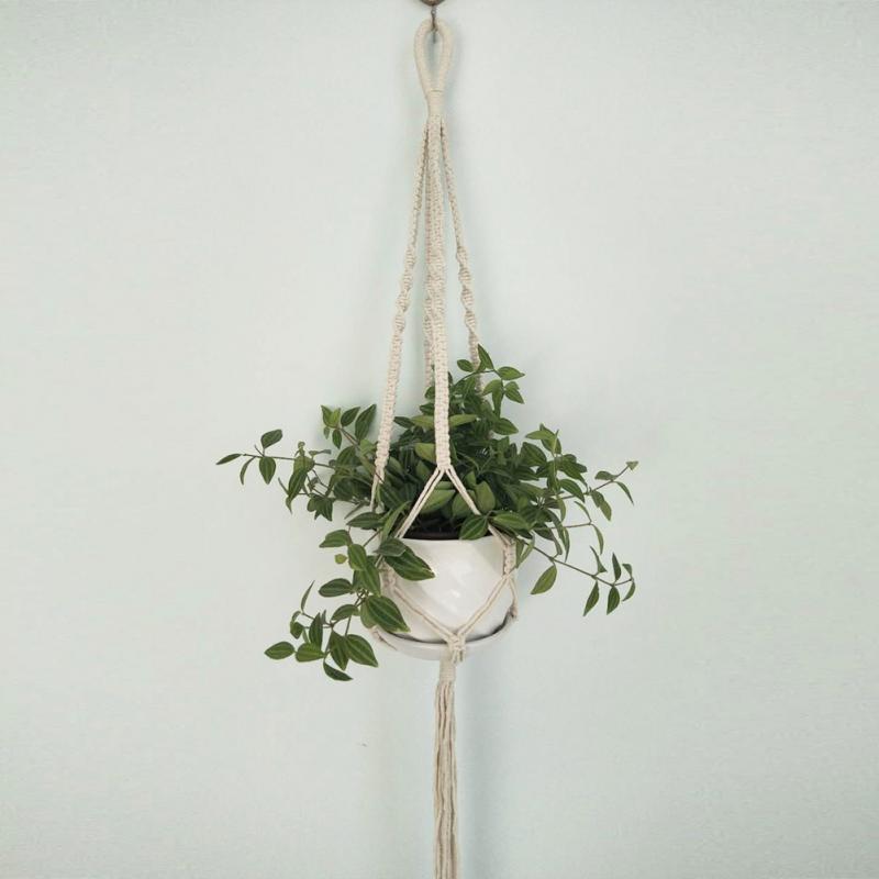 Maceta de macramé para planta colgante maceta tipo cesta colgante Natural fina cuerda de cáñamo trenzado artesanía #0611: 4
