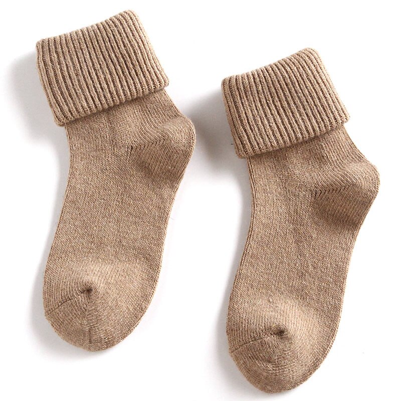 Plus Velvet Thick Wool Socks Women Winter Warm Cotton Inner Socks Candy Color Casual Fluffy Home Floor Socks Sokken: khaki