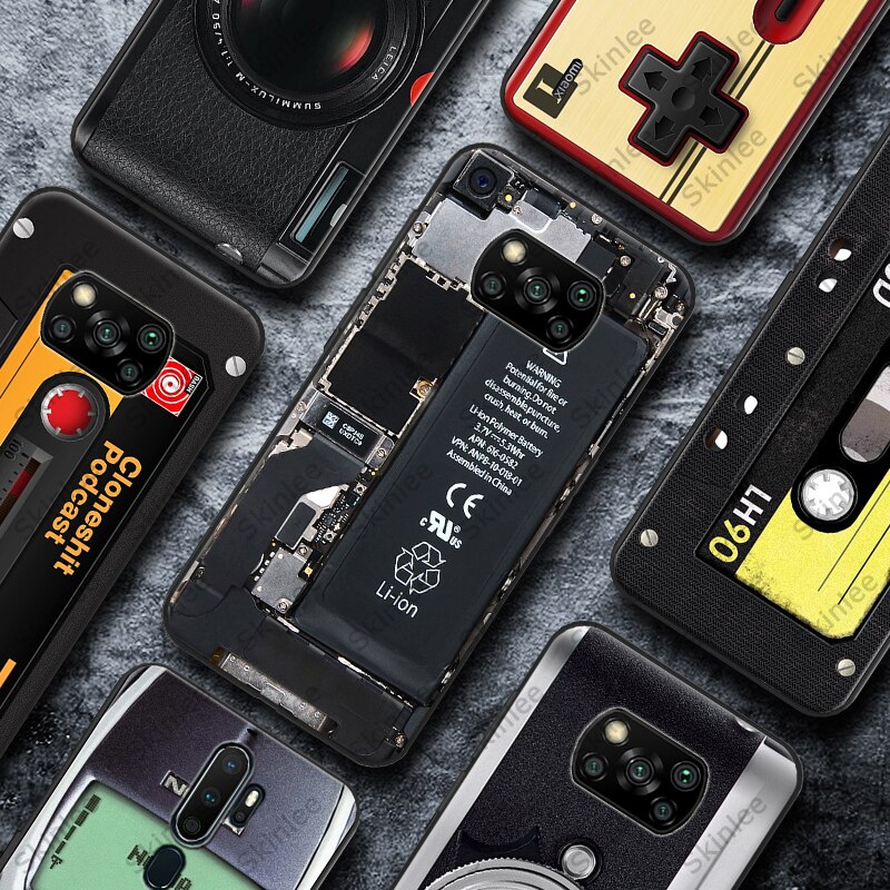 Skinlee Voor Poco X3 Nfc Case Zachte Alle Bescherming Retro Camera Patroon Gamepad Voor Xiaomi Pocophone X3 Telefoon Cover