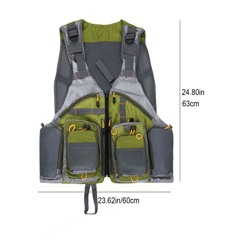 Men's Fly Fishing Vest Adjustable Size Multiple Pockets Bass Fishing Mesh Backpack For Men And Women