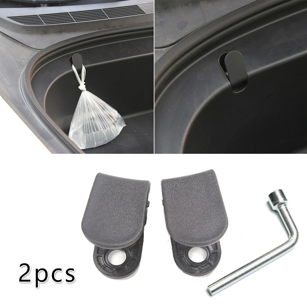 2pcs Hooks Auto Front Trims Hook Neat Anti-swinging Car Trunk Black For Tesla Model 3: 2