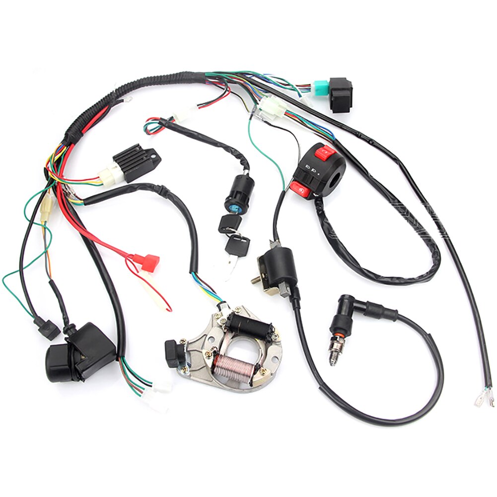 Arnés de cableado eléctrico para motocicleta, conjunto completo de 6 bobinas de estator CDI para ATV Quad Pit Bike Buggy Go Kart 50 70 90 110 125cc, 1 Juego