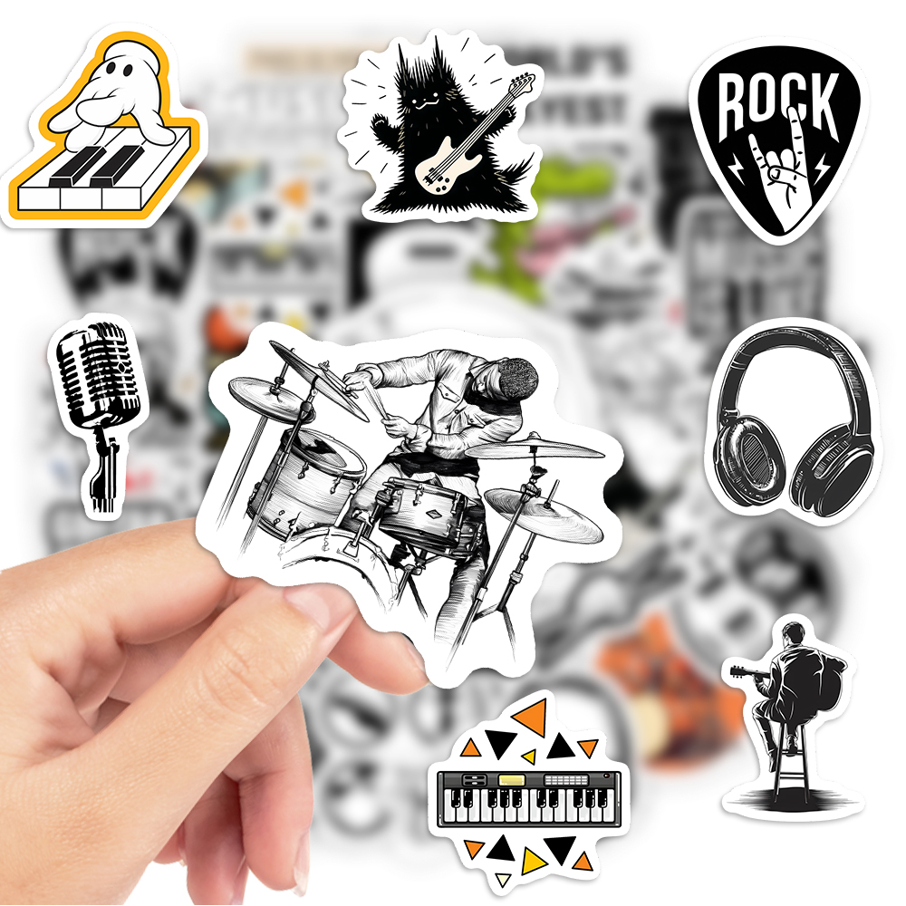 Band Playing Sticker Music Band Stickers Guitar Bass Drum DIY Kids Toy ... – Grandado