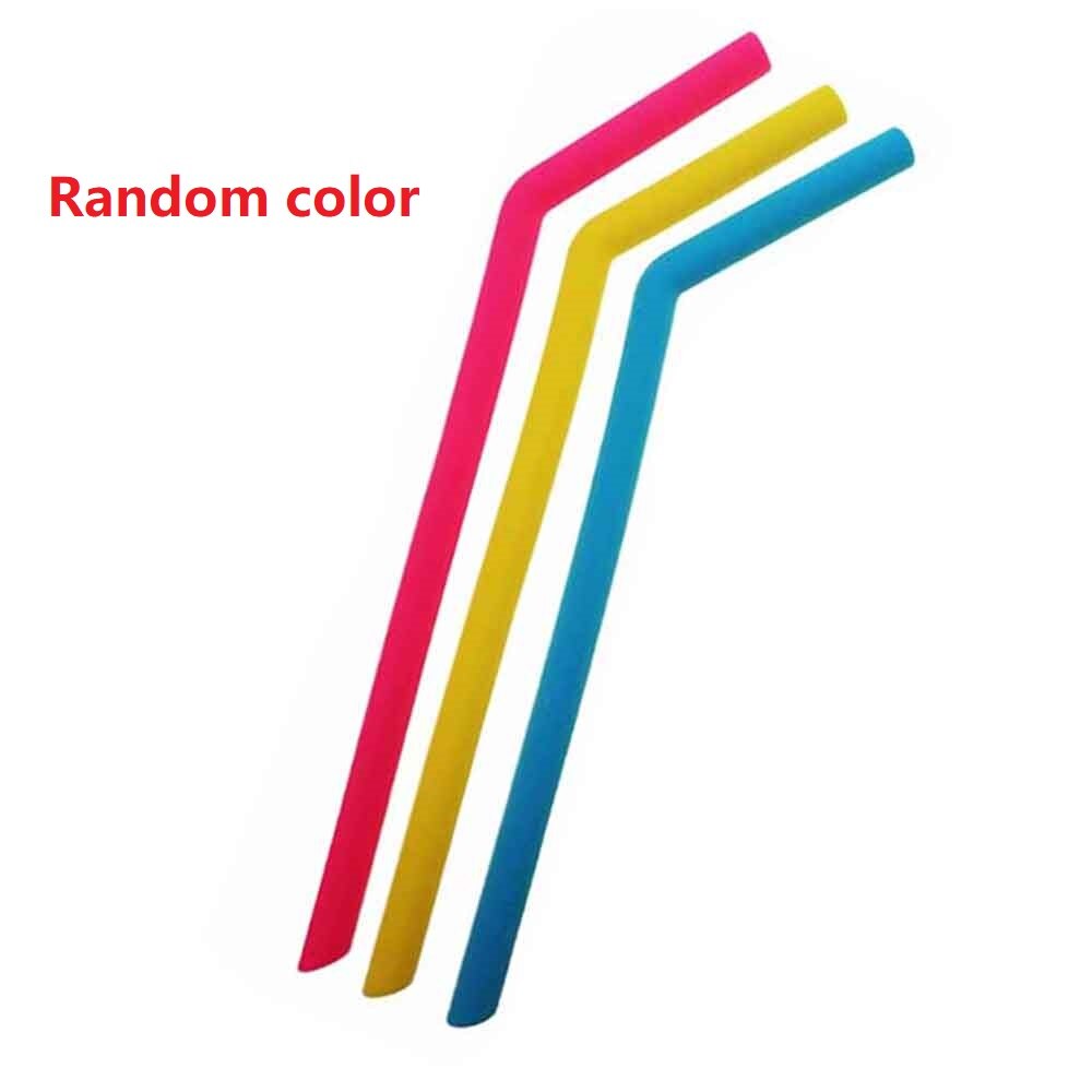 Visual Touch Reusable Silicone Straws Silicone Straws Drinking Cleaning Brush Carrying Case Party Supplies: 3pcs Bent straws