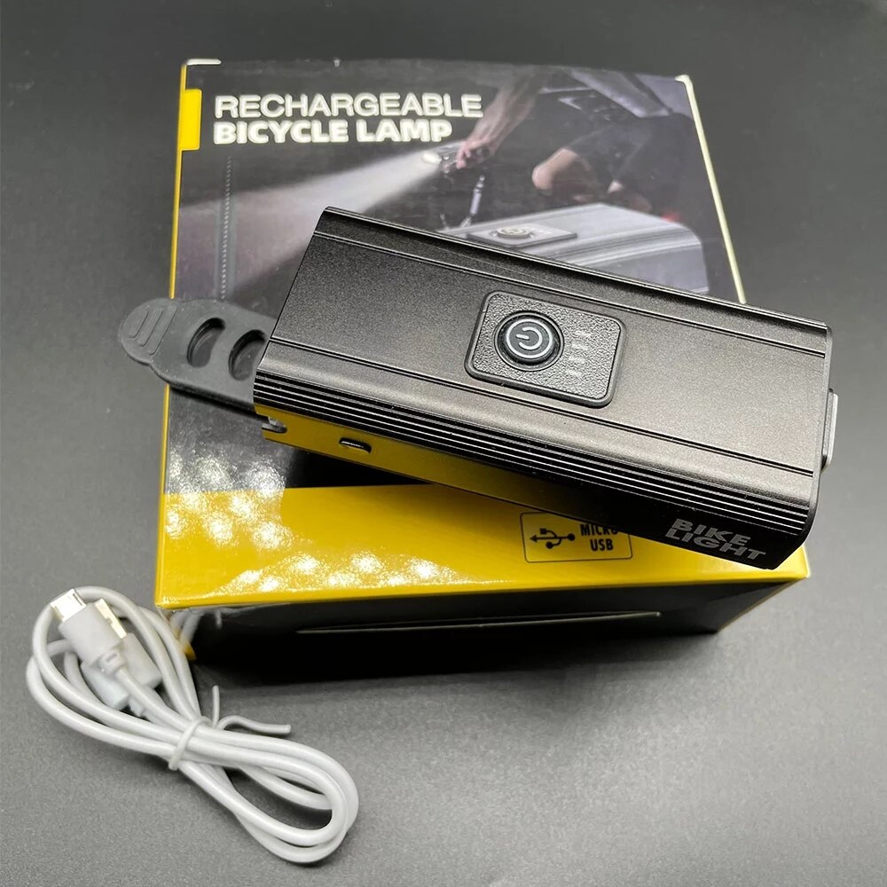 2pcs Rechargeable Waterproof T6 LED MTB Mountain Bike Front Headlight Rear Taillight Bicycle Flashlight Warning Lights