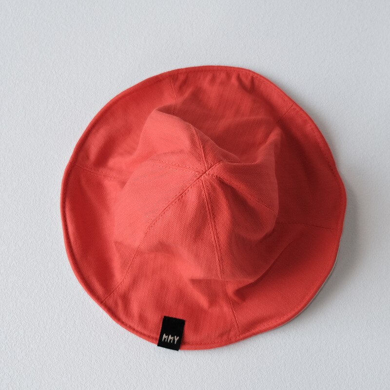 Barn pojkar tjejer sommar sol hattar enfärgade bomull baby hattar strand hatt hink hattar: Röd