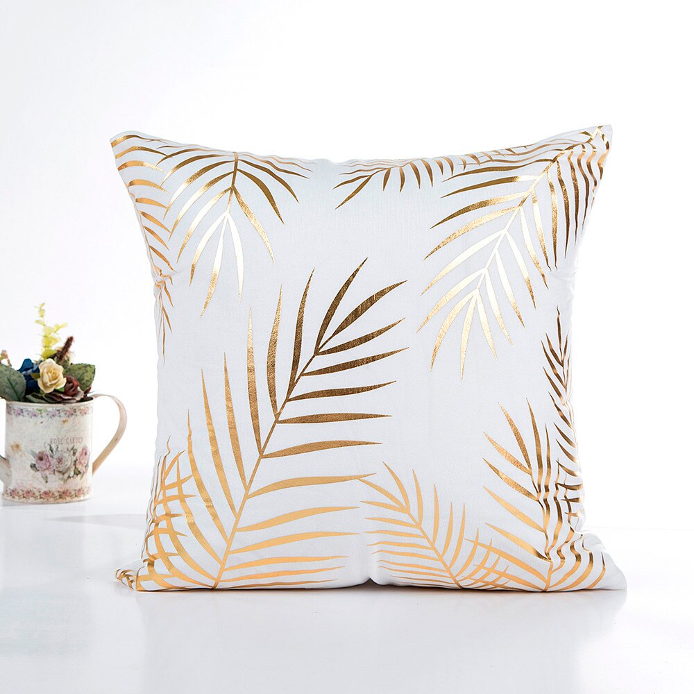 Goud Foliedruk Zachte Kussensloop Sofa Taille Gooi Kussenhoes Home Decor Kussensloop Auto Bed Decor Kussensloop: D