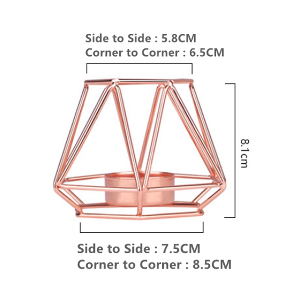 Nordic Metal Candle Holder Golden Hexagon Candlestick Diner Table Candelabra Romantic Candle Stand for Home Hotel Decoration: S Rose Gold