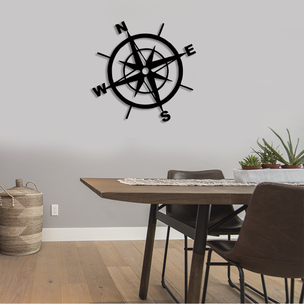 Brújula del norte del sur, sin detalles, accesorio de pared para el hogar, mesa de madera, 50x48cm