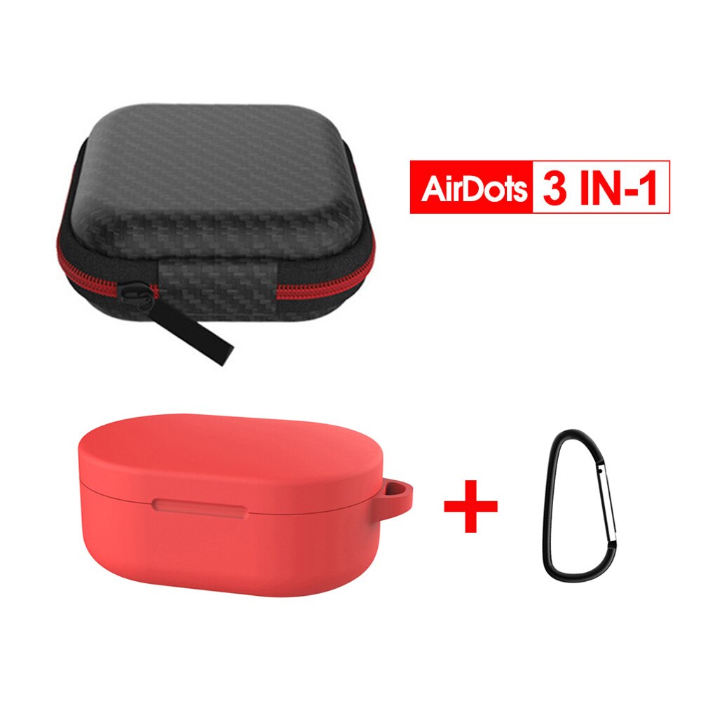 3 IN-1 Case Protection Cover Redmi AirDots Mi Air dots Silicone Case Carabiner Wireless Bluetooth Case for Xiaomi Redmi AirDots: 1
