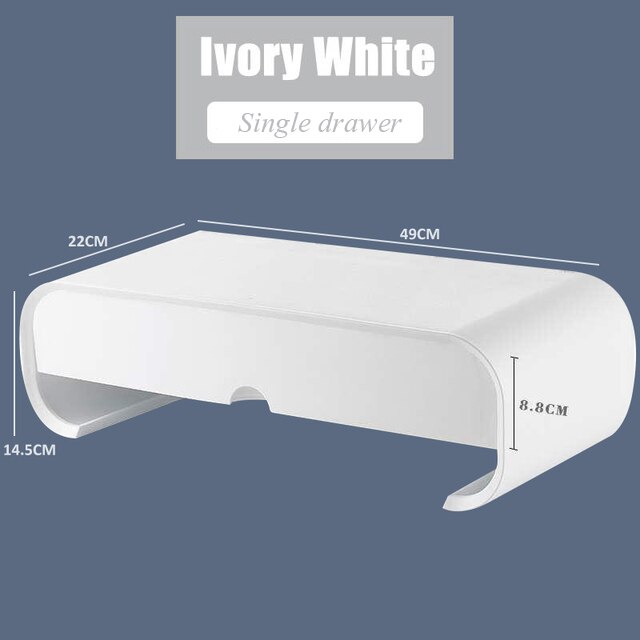 Table Storage Box ABS Ergonomic Laptop Stand Desk Organizer Drawer Monitor Bracket Letter File Holder Home Office Accessories: White Single drawer