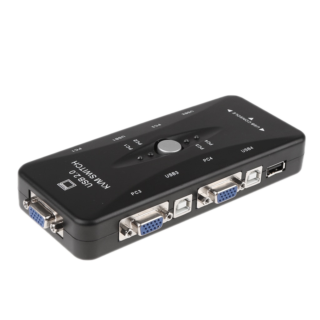 Kvm Switch Box 4 Poort Adapter Controle Tot 4 Computers Monitor Svga Vga