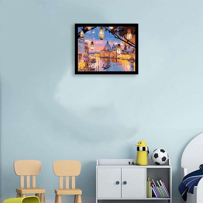 DIY Paint By Numbers Kit for Kids & Adults, Canvas Painting, Drawing Paintwork with Paintbrushes, Acrylic Paints