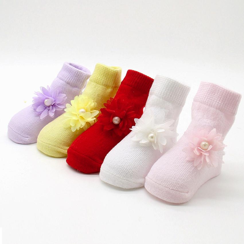 Baby Kids Girls Comfortable Floral Cute Cotton Sock Slippers Warm Ankle Socks F804