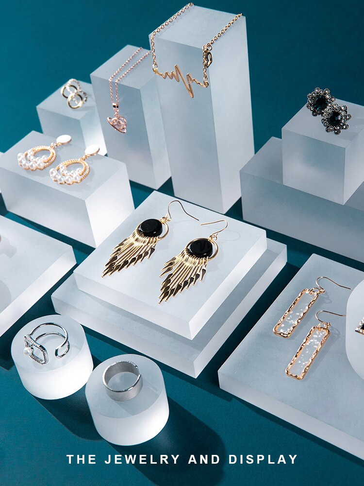 Simple and frosted acrylic cylindrical geometric block combination jewelry display shooting props desktop decoration