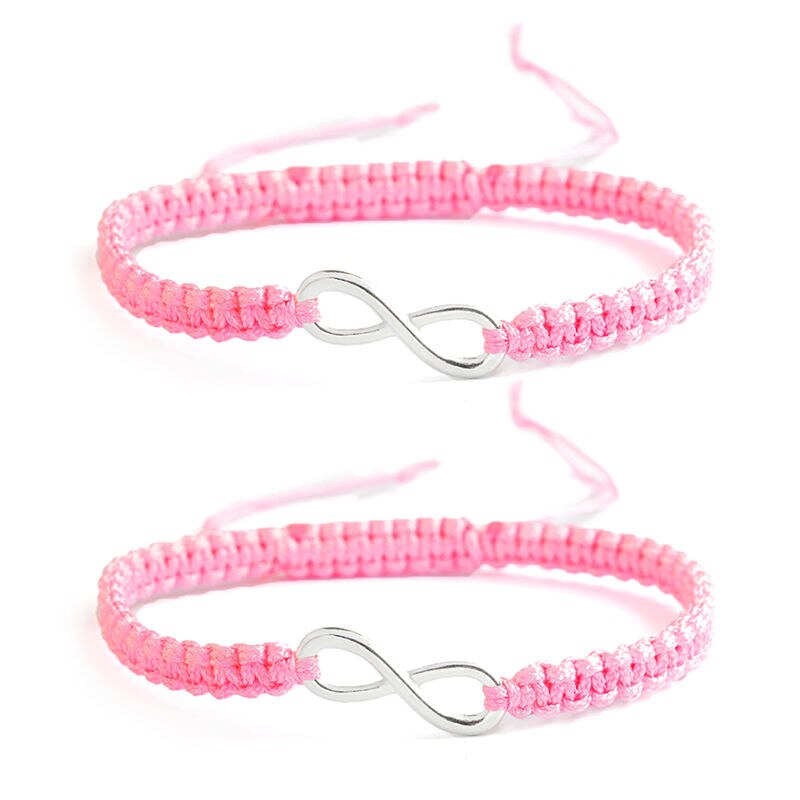 QIHE SCHMUCK 2 stücke Unendlichkeit Geflochtene kit Band armband Freundschaft Armband Set freundliche Liebe Paare Armband Schmuck: pink