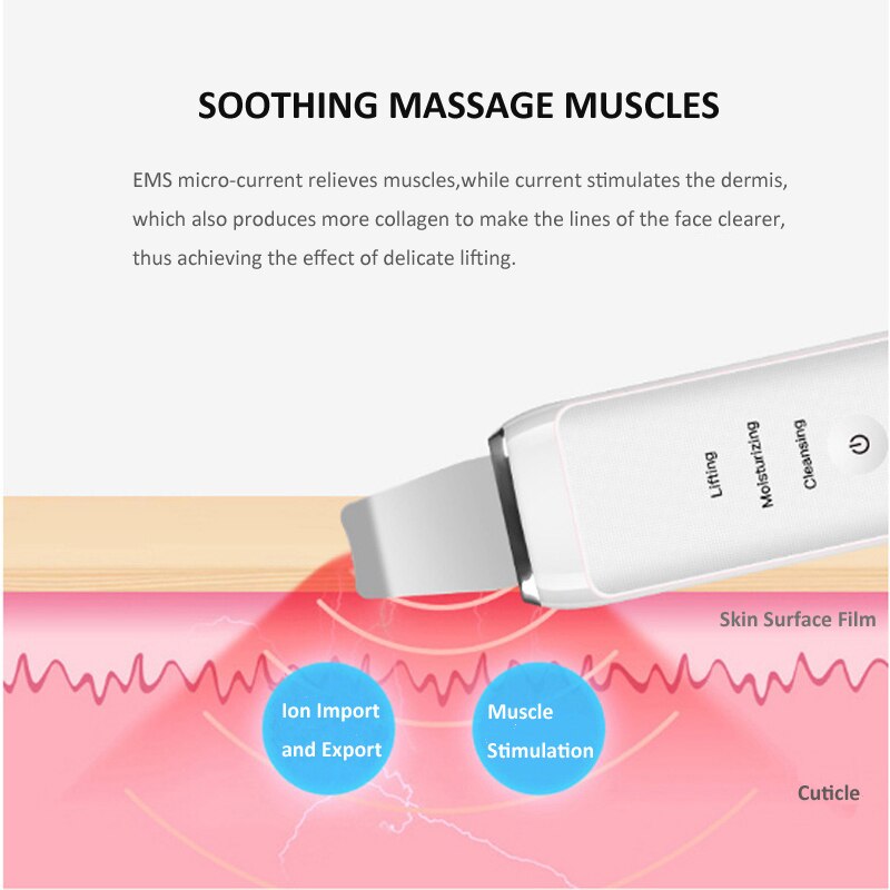 Beauty Ultrasonic Skin Scrubbe Face Cleaning Facial Cleaner Skin Peeling Blackhead Removal Pore Cleaner Face Scrubber