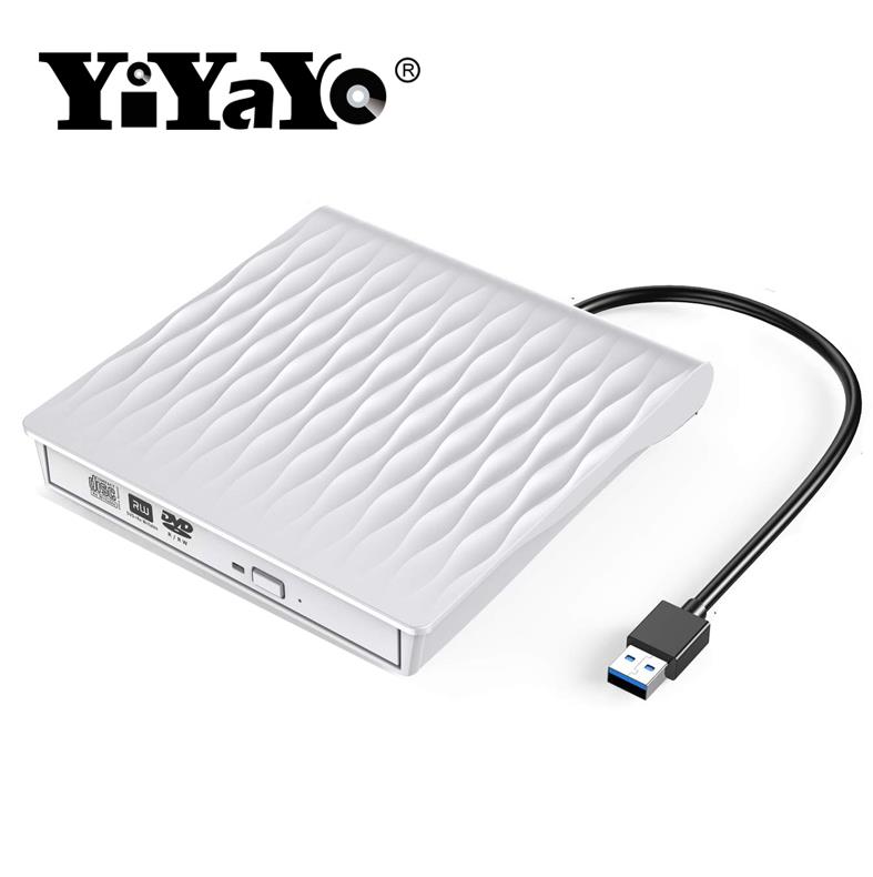 Yiyayo usb 3.0 externe dvd-drive cd-romspeler dvd-rw-brander schrijver optische drive voor hp laptop computer pc macbook windows 10: Witte dvd-brander