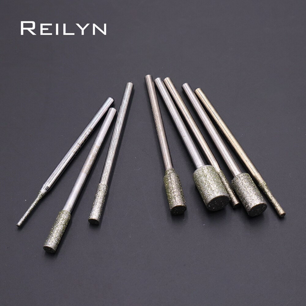 10Pcs Cilinder 2.35mmx 1-6Mm 150 # Diamant Slijpen Burr Jade Metalen Tanden Nagels Polijsten diamant Slijpen Punt