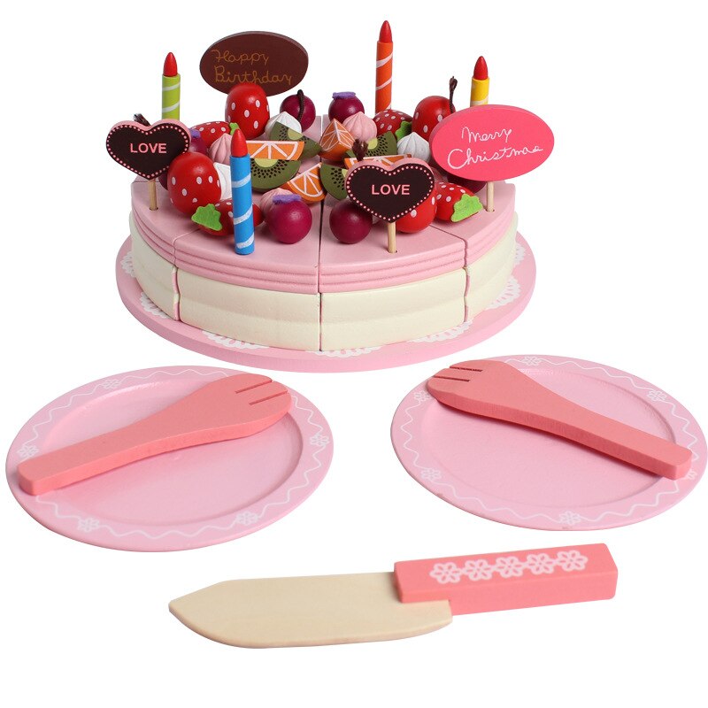 Kinderen Spelen Huis Keuken Speelgoed Set Houten Meisje Model Afternoon Thee Snacks Jongen Baby: Double Layer Cake