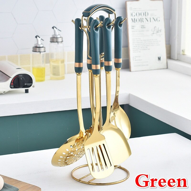 7 Stks/set Roestvrij Staal Kookgerei Keukengerei Sets Keuken Gereedschap: green