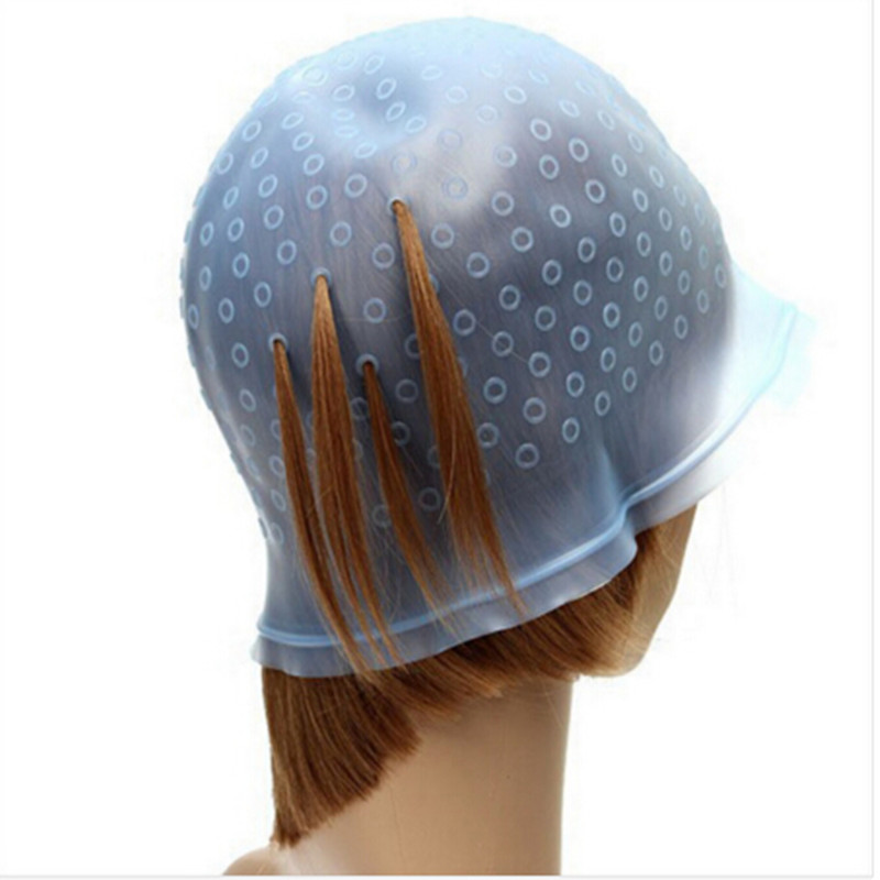 Genanvendeligt hårfarvning hat fremhæver farvestofhætte hvid frosting med kroge, der vælter farve frisør stylingværktøjer