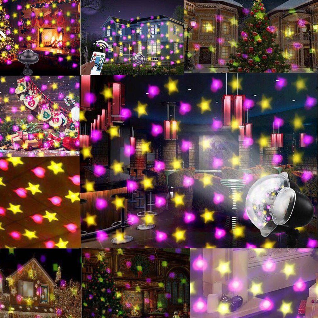 Mini Sneeuw Licht Sneeuwvlok Projectie Lamp Led Outdoor Waterdichte Gazon Laserlicht Kerst Dag Projectielamp US/EU/ UK/AU Plug: Color dot / uk plug