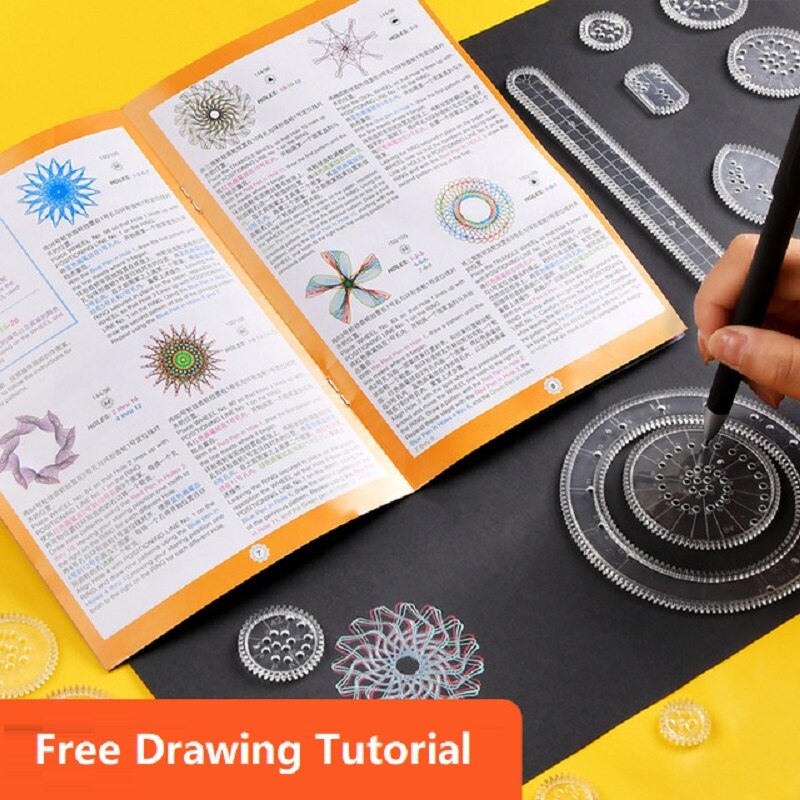 28Pcs Spirograph Tekenen Heerser Speelgoed Set Leren Educatief Speelgoed Voor Kinderen Grijpende Tandwielen Wielen Tekening Accessoires