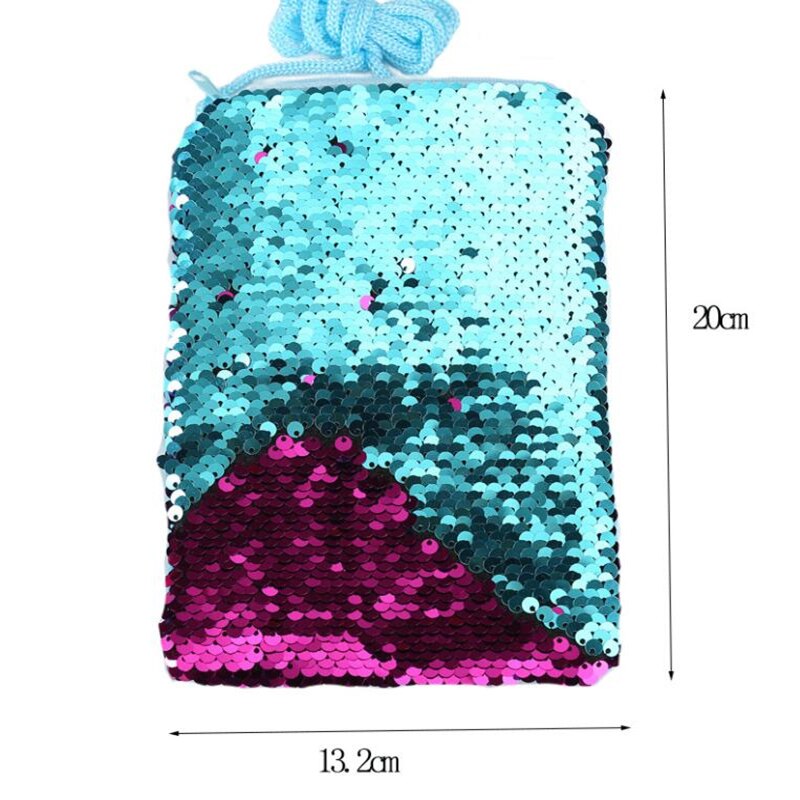 Kinderen Mermaid Pailletten Portemonnees One-schouder Crossbody Portemonnee Meisjes Lanyard Sequin Kleine Vierkante Zakken Handtassen