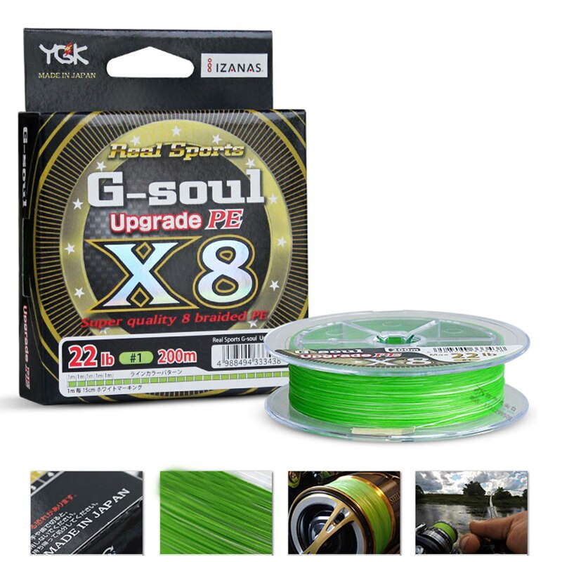YGK G-SOUL X8 aktualizacji żyłka wędkarska pleciona Super silny 8 nici Multifilament PE linii 150M 200M japonia 14LB 16LB 22LB 60LB