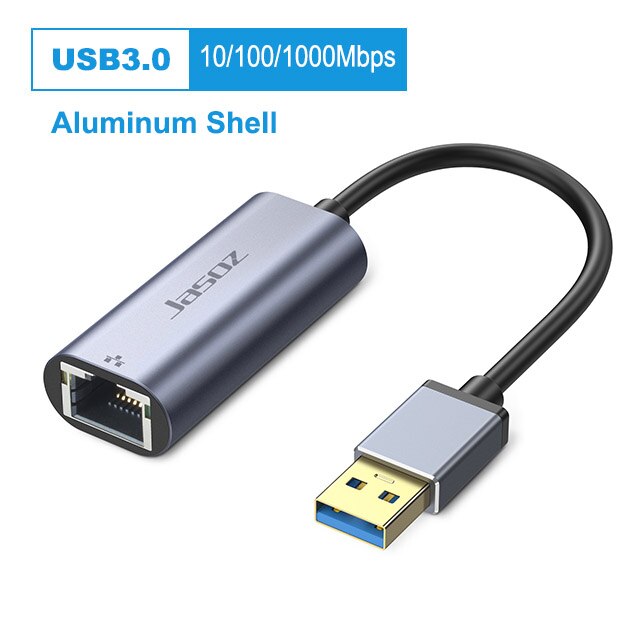 Jasoz USB3.0 Ethernet Adapter USB Network Card to USB RJ45 Lan 1000Mbps Gigabit Connector For PC Windows7/8/10 Nintend Switch: black