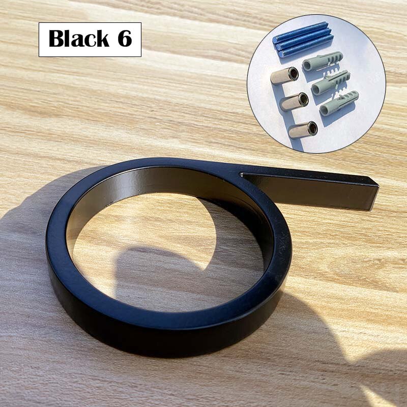 127mm Modern Floating House Number Metal Address Street Sign Plates Outdoor Black Door Plaque Numbers For Apartment Mailbox 0-9: Black 6