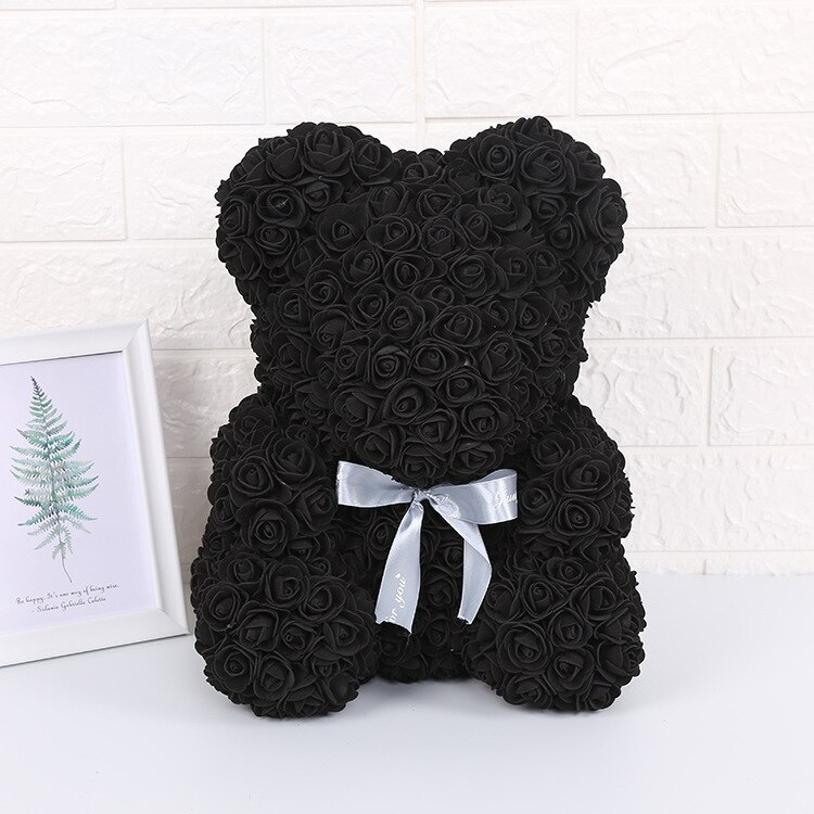 Ourson en roses artificielles, grand 40cm, ours en fleurs de polyéthylène, pour femmes, pour la saint-valentin, coffret noël mariage, décoration de maison: 10