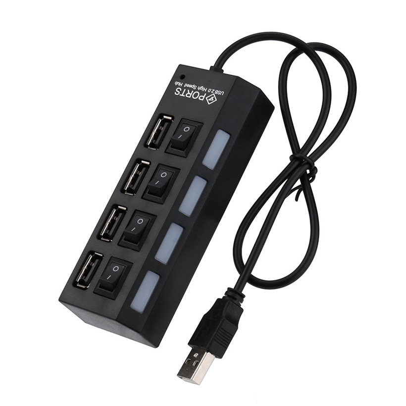 USB HUBS 4 Port USB 2,0 Hub Auf/Off Schalter + DC Power Adapter Kabel für PC laptop 9910